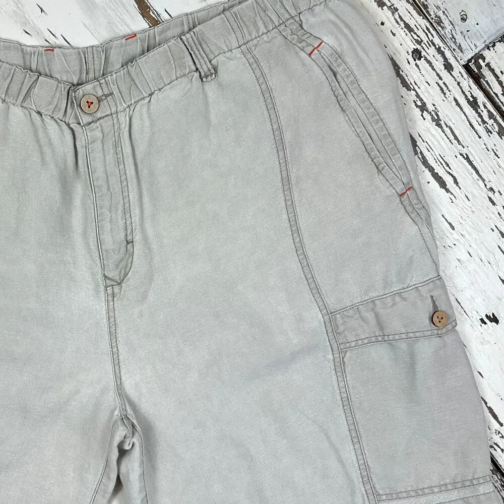 Tommy Bahama Linen shorts men’s XXL cargo elastic waste w/ a drawstring, pockets
